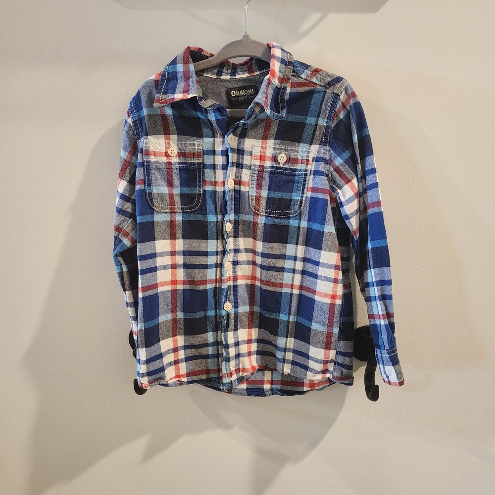 OshKosh B'gosh Kids Plaid Shirt - Blue, Red, and White